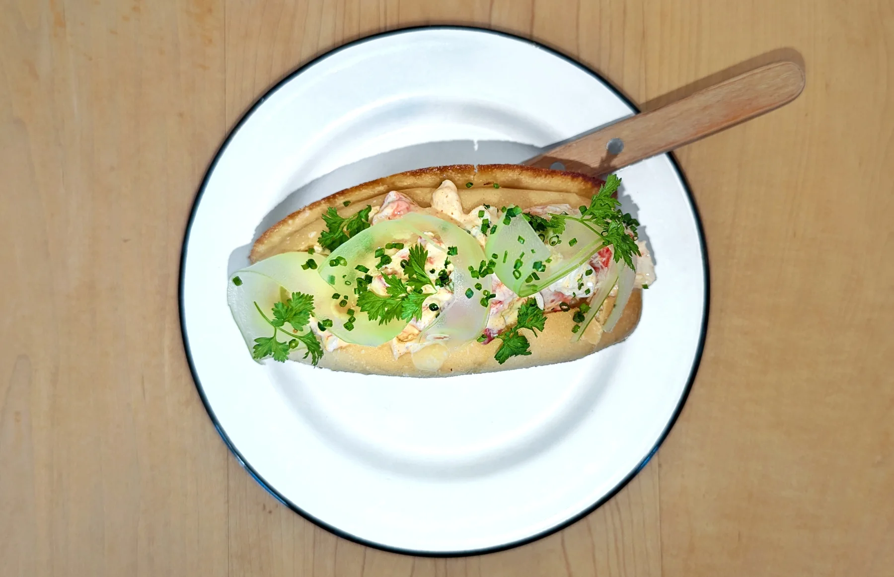 Illustrative lobster roll photographed in San Francisco; not a reviewed Cape Cod dish