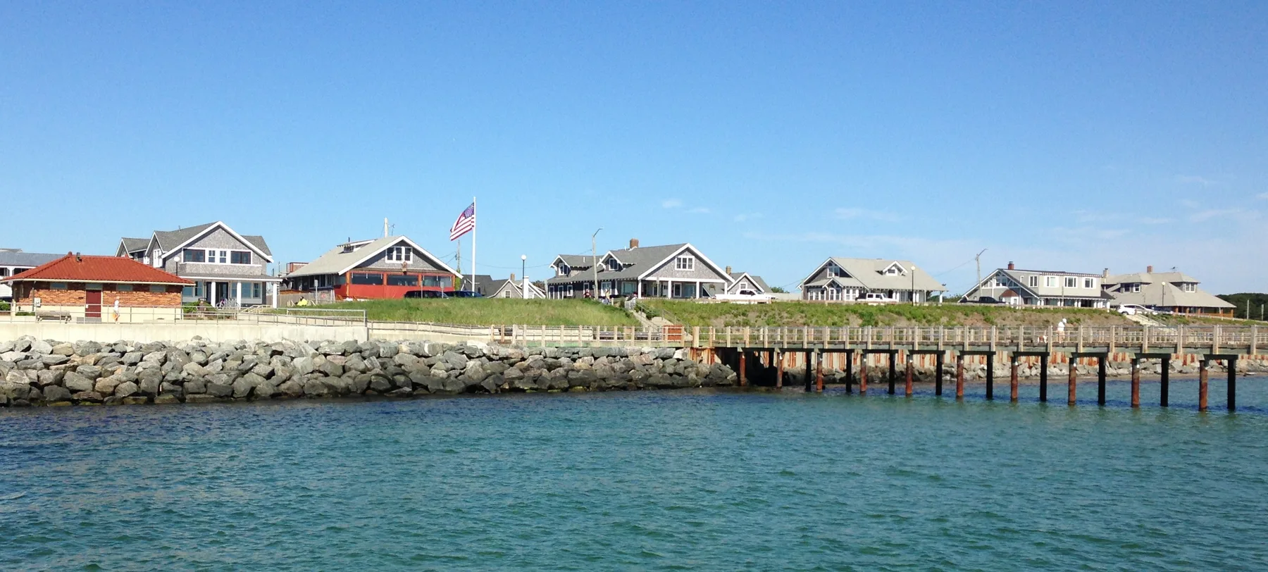 Oak Bluffs waterfront on Martha’s Vineyard, photographed from the ferry in 2019